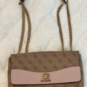 Guess Tan and Pink Shoulder Bag